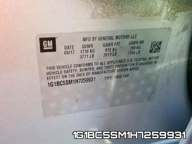1G1BC5SM1H7259931 фото 2