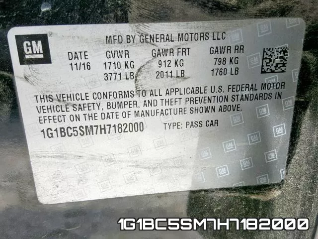 1G1BC5SM7H7182000 фото 2