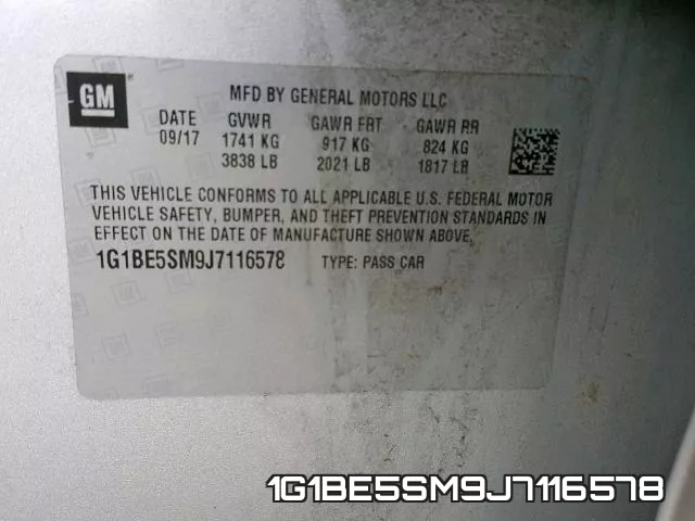 1G1BE5SM9J7116578 фото 2