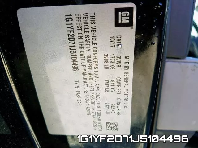 1G1YF2D71J5104496 фото 2