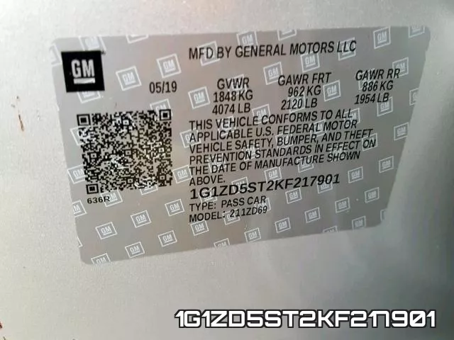 1G1ZD5ST2KF217901 фото 2