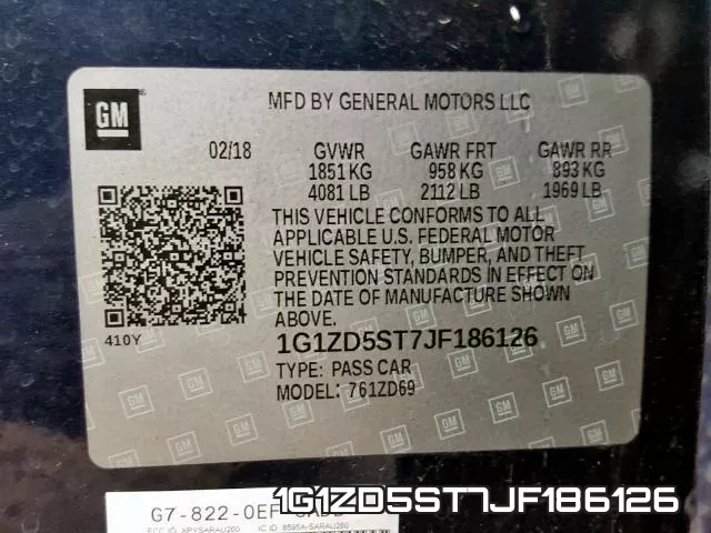 1G1ZD5ST7JF186126 фото 2