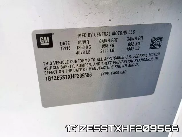 1G1ZE5STXHF209566 фото 2