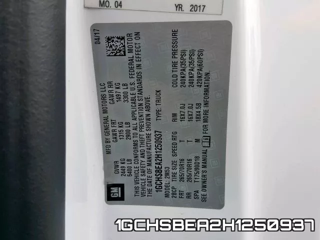 1GCHSBEA2H1250937 фото 2