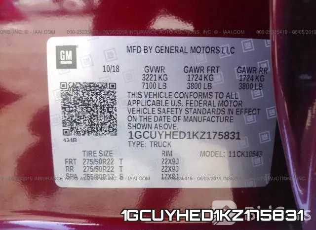 1GCUYHED1KZ175831 фото 10