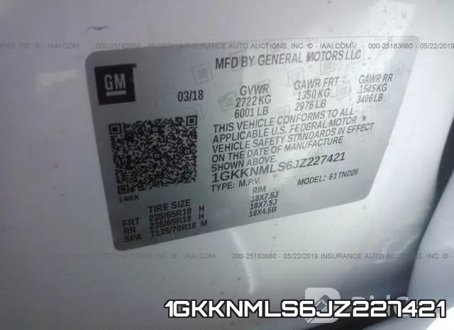 1GKKNMLS6JZ227421 фото 10