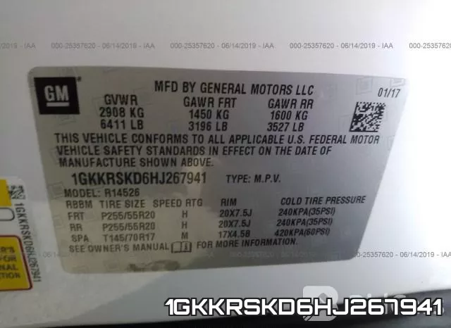 1GKKRSKD6HJ267941 фото 10