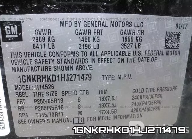 1GNKRHKD1HJ271479 фото 10