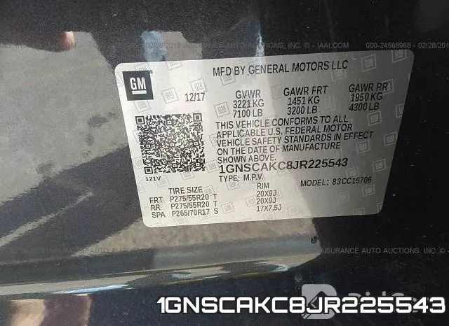 1GNSCAKC8JR225543 фото 10