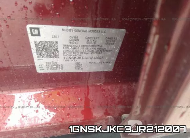 1GNSKJKC3JR212007 фото 10