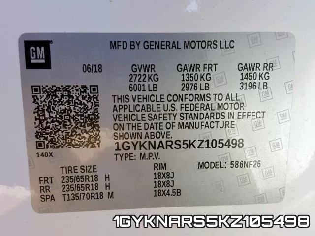 1GYKNARS5KZ105498 фото 2