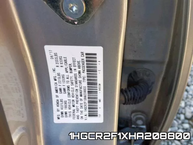 1HGCR2F1XHA208800 фото 2