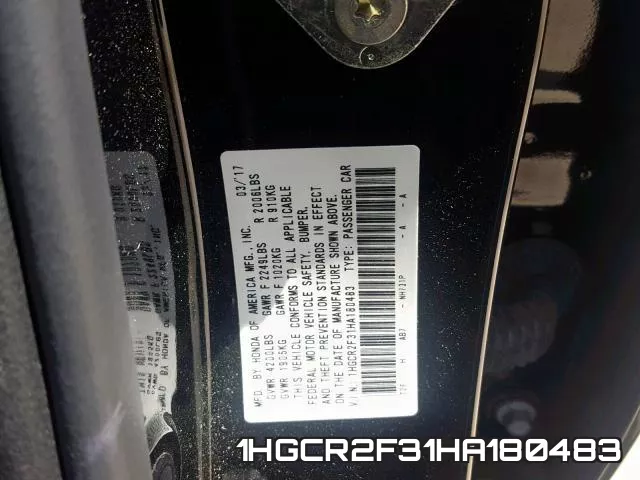 1HGCR2F31HA180483 фото 2