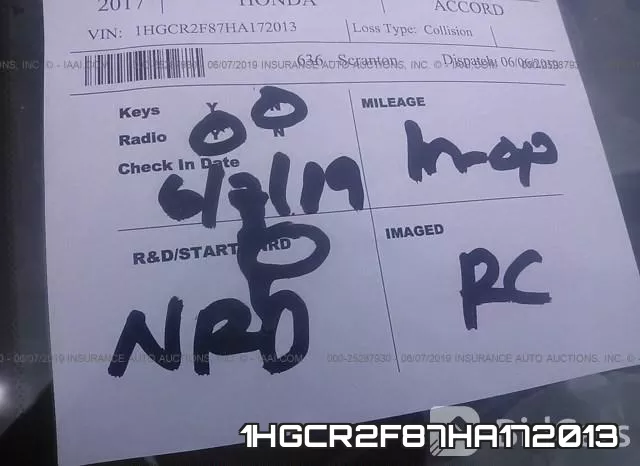1HGCR2F87HA172013 фото 8