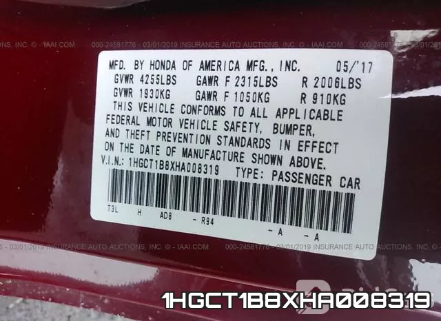 1HGCT1B8XHA008319 фото 10