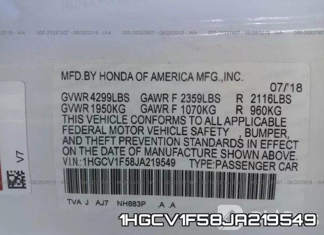 1HGCV1F58JA219549 фото 10