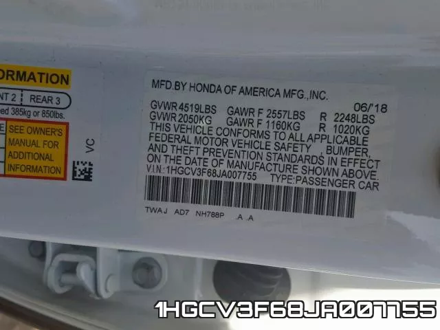 1HGCV3F68JA007755 фото 2