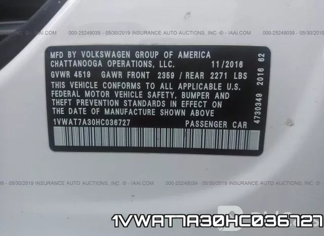 1VWAT7A30HC036727 фото 10