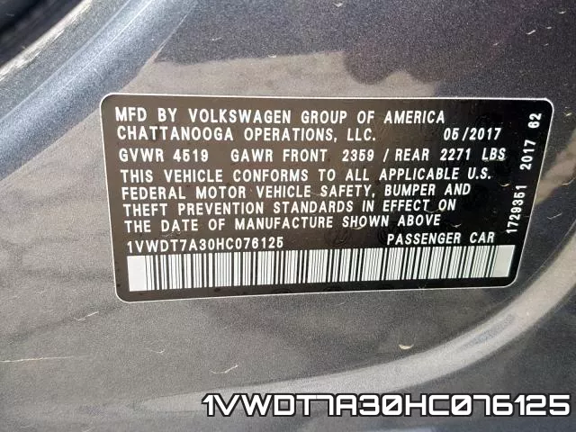 1VWDT7A30HC076125 фото 2