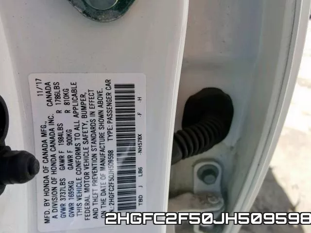 2HGFC2F50JH509598 фото 2