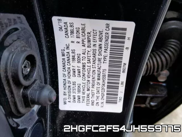 2HGFC2F54JH559775 фото 2
