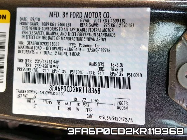3FA6P0CD2KR118368 фото 2