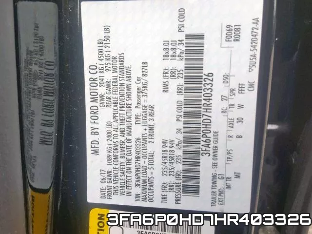 3FA6P0HD7HR403326 фото 2