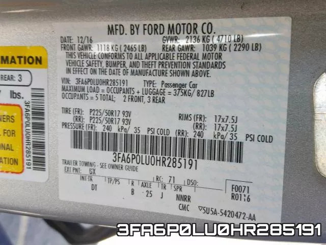 3FA6P0LU0HR285191 фото 2