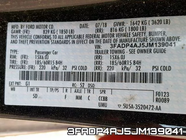 3FADP4AJ5JM139041 фото 2