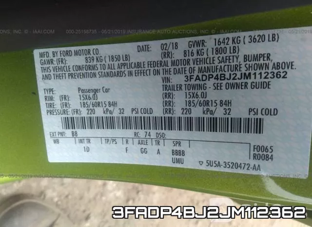 3FADP4BJ2JM112362 фото 10
