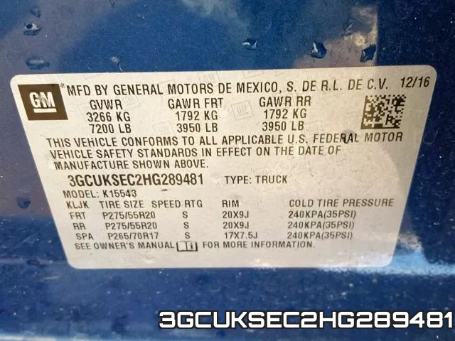 3GCUKSEC2HG289481 фото 2