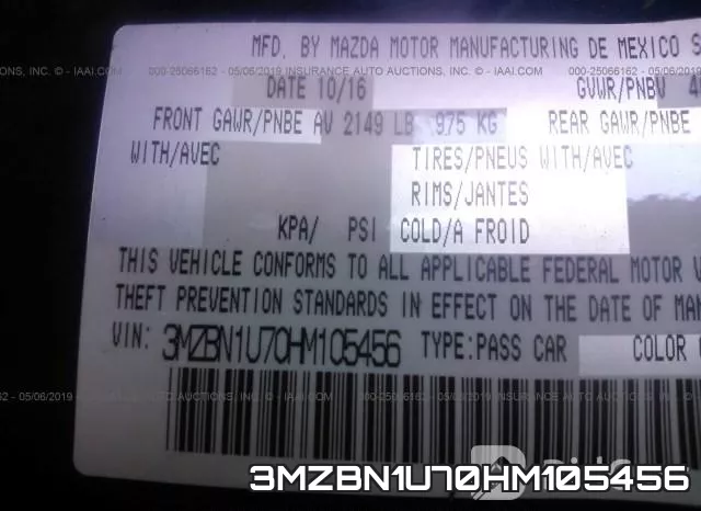 3MZBN1U70HM105456 фото 10