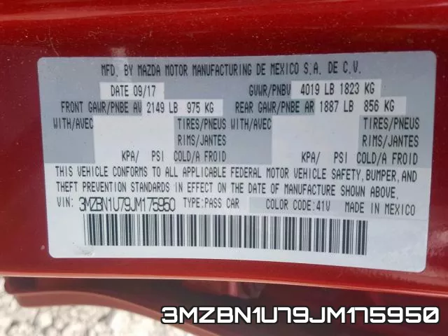 3MZBN1U79JM175950 фото 2
