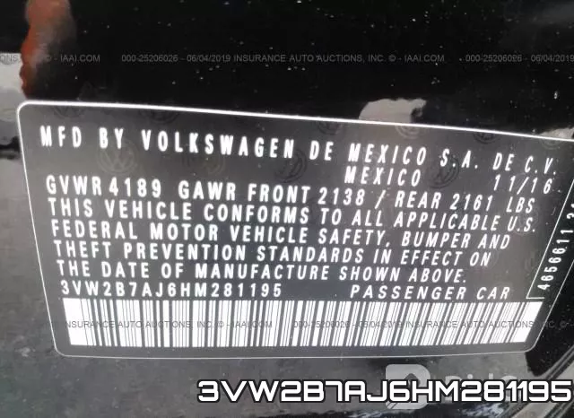 3VW2B7AJ6HM281195 фото 10