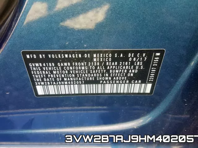 3VW2B7AJ9HM402057 фото 2