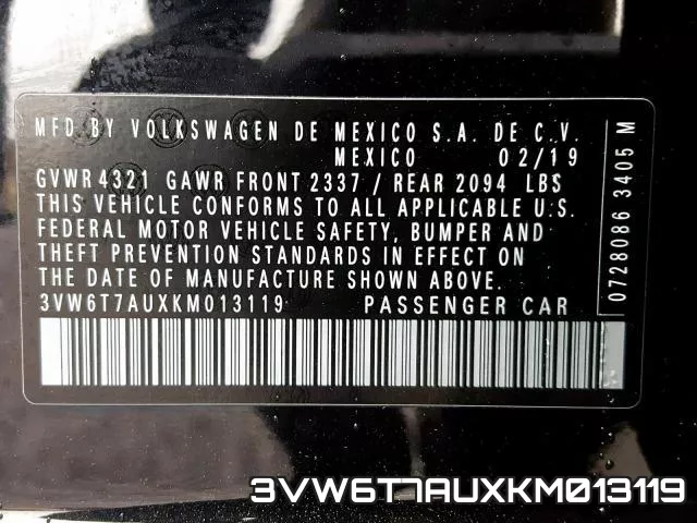 3VW6T7AUXKM013119 фото 2
