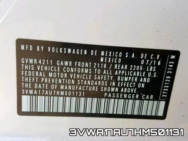 3VWA17AU7HM501131 фото 2