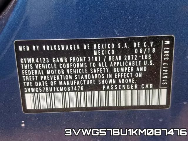 3VWG57BU1KM087476 фото 2