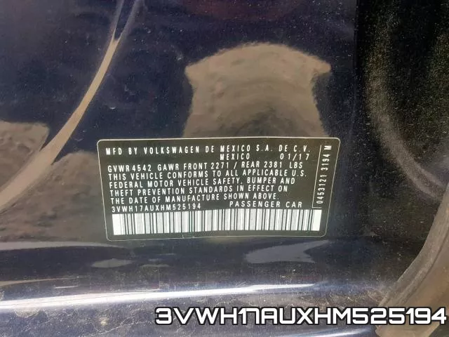 3VWH17AUXHM525194 фото 2