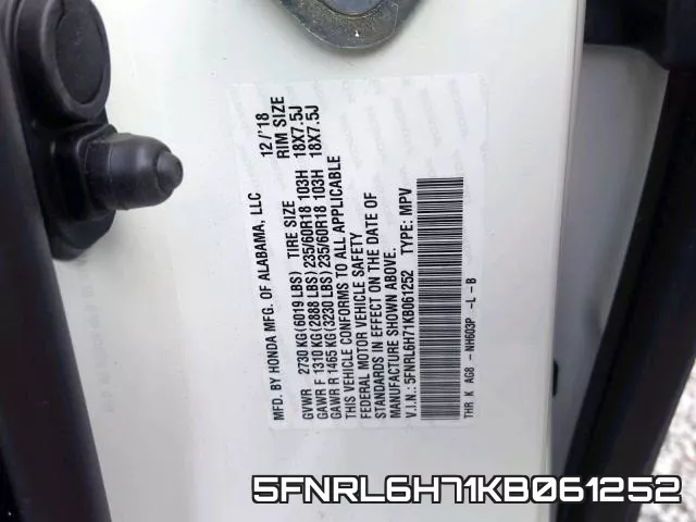 5FNRL6H71KB061252 фото 2