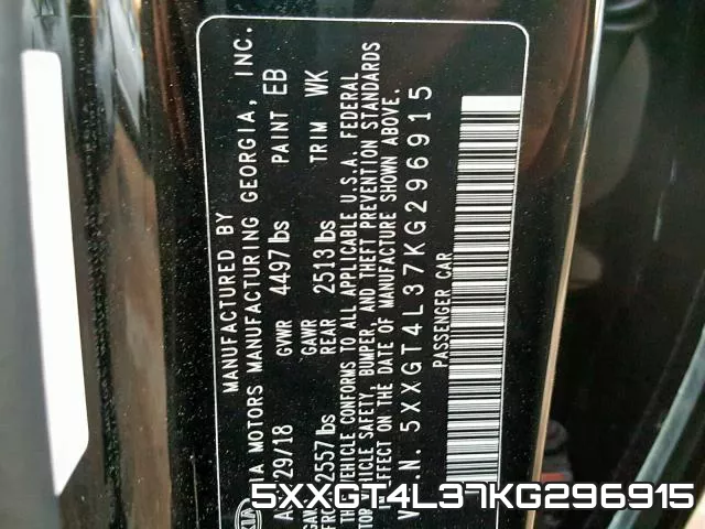 5XXGT4L37KG296915 фото 2