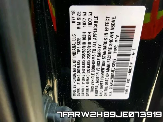 7FARW2H89JE073919 фото 2