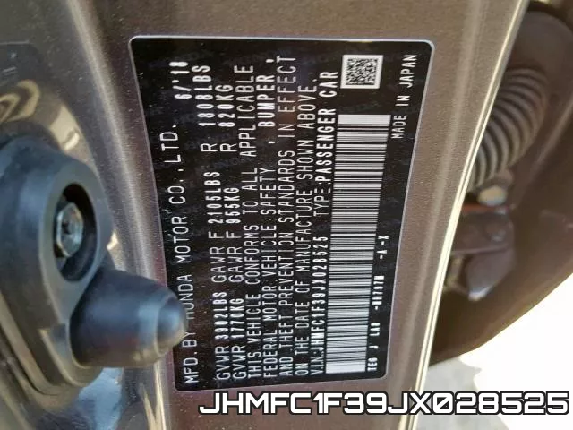 JHMFC1F39JX028525 фото 2