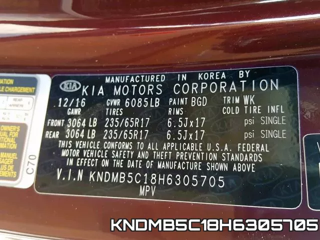 KNDMB5C18H6305705 фото 2