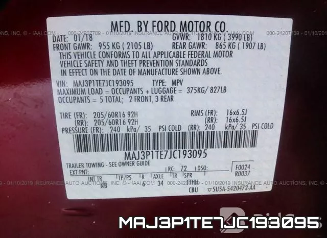 MAJ3P1TE7JC193095 фото 10