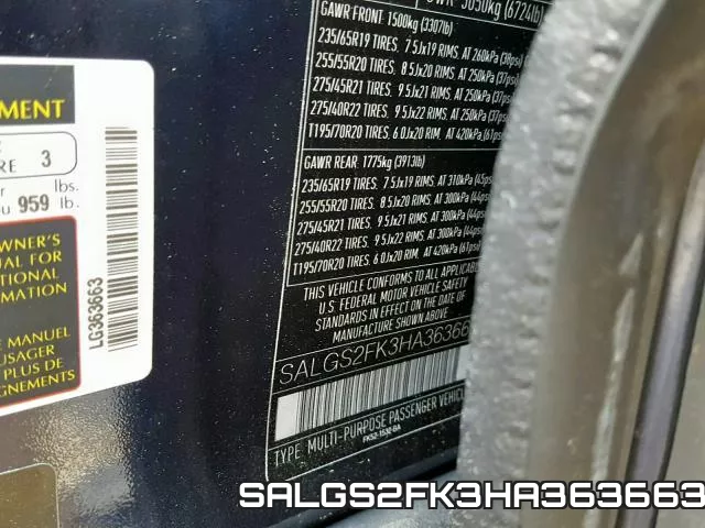 SALGS2FK3HA363663 фото 2