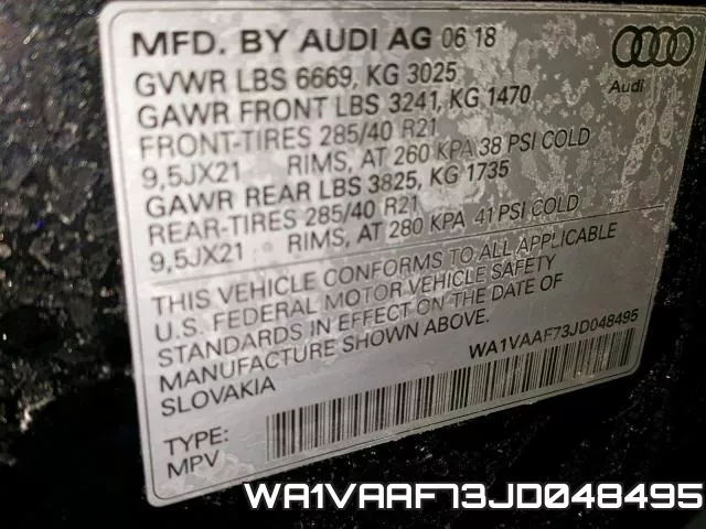 WA1VAAF73JD048495 фото 2