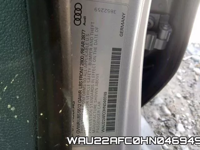 WAU22AFC0HN046949 фото 2