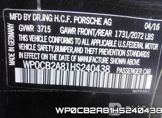 WP0CB2A81HS240438 фото 10