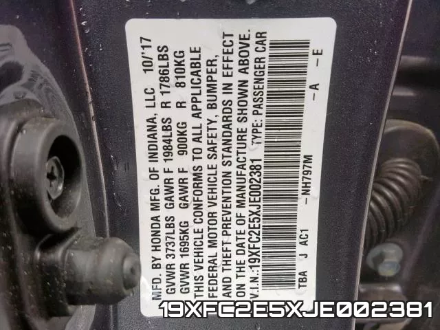 19XFC2E5XJE002381 фото 2